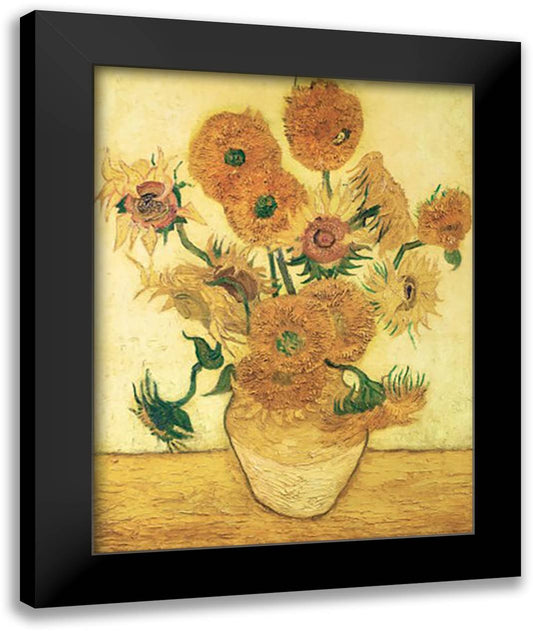 Vase with Fifteen Sunflowers, c.1888 28x36 Black Modern Wood Framed Art Print Poster by Van Gogh, Vincent