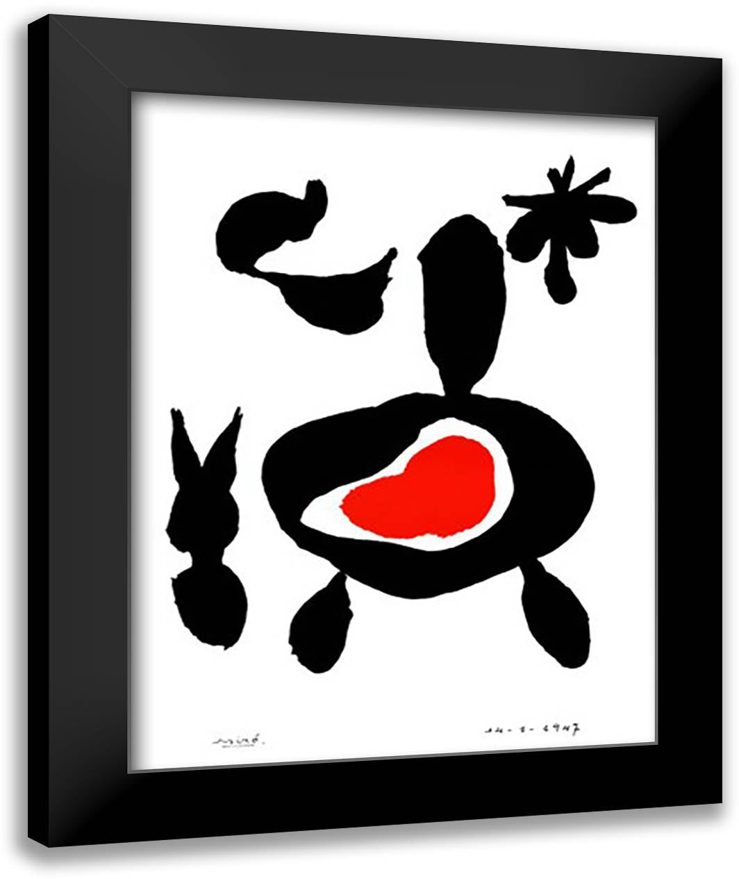 14-1-1947 28x36 Black Modern Wood Framed Art Print Poster by Miro, Joan