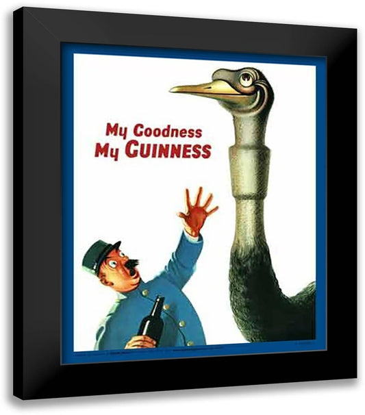 Guinness - Ostrich 12x14 Black Modern Wood Framed Art Print Poster
