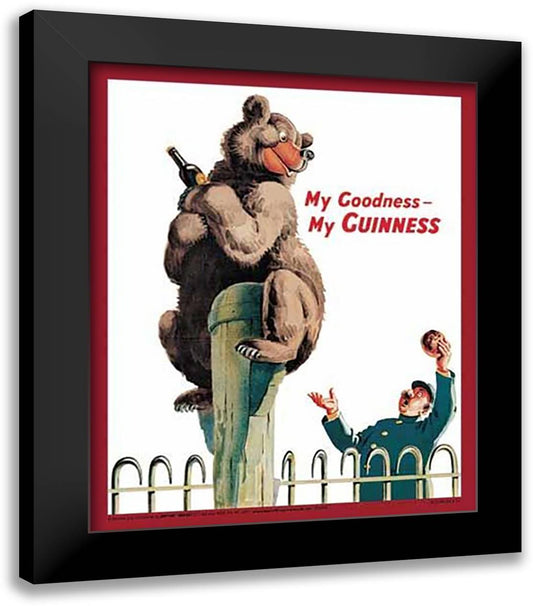 Guinness - Bear 12x14 Black Modern Wood Framed Art Print Poster