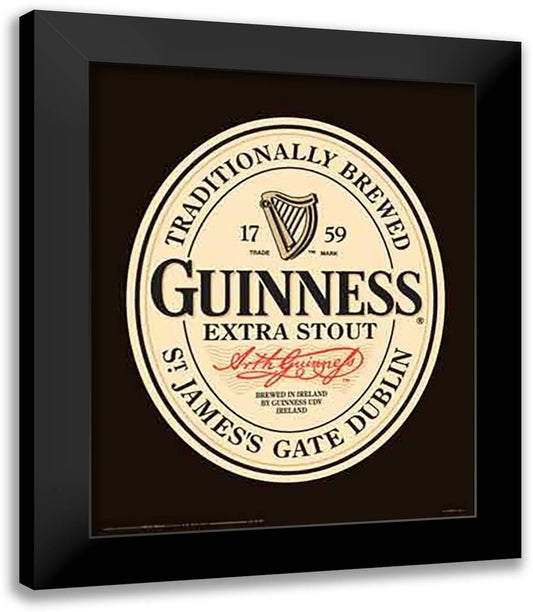 Guinness - Label 12x14 Black Modern Wood Framed Art Print Poster