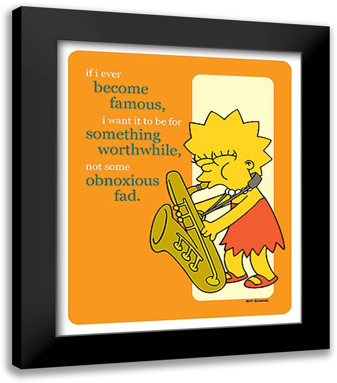 Simpsons - Lisa Famous Sax (postercard) 12x14 Black Modern Wood Framed Art Print Poster