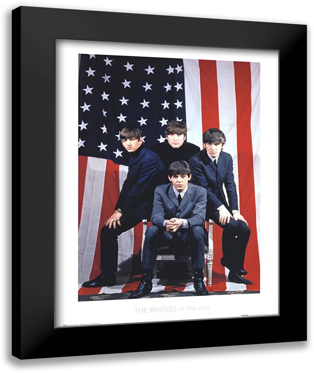 Beatles - USA 28x36 Black Modern Wood Framed Art Print Poster