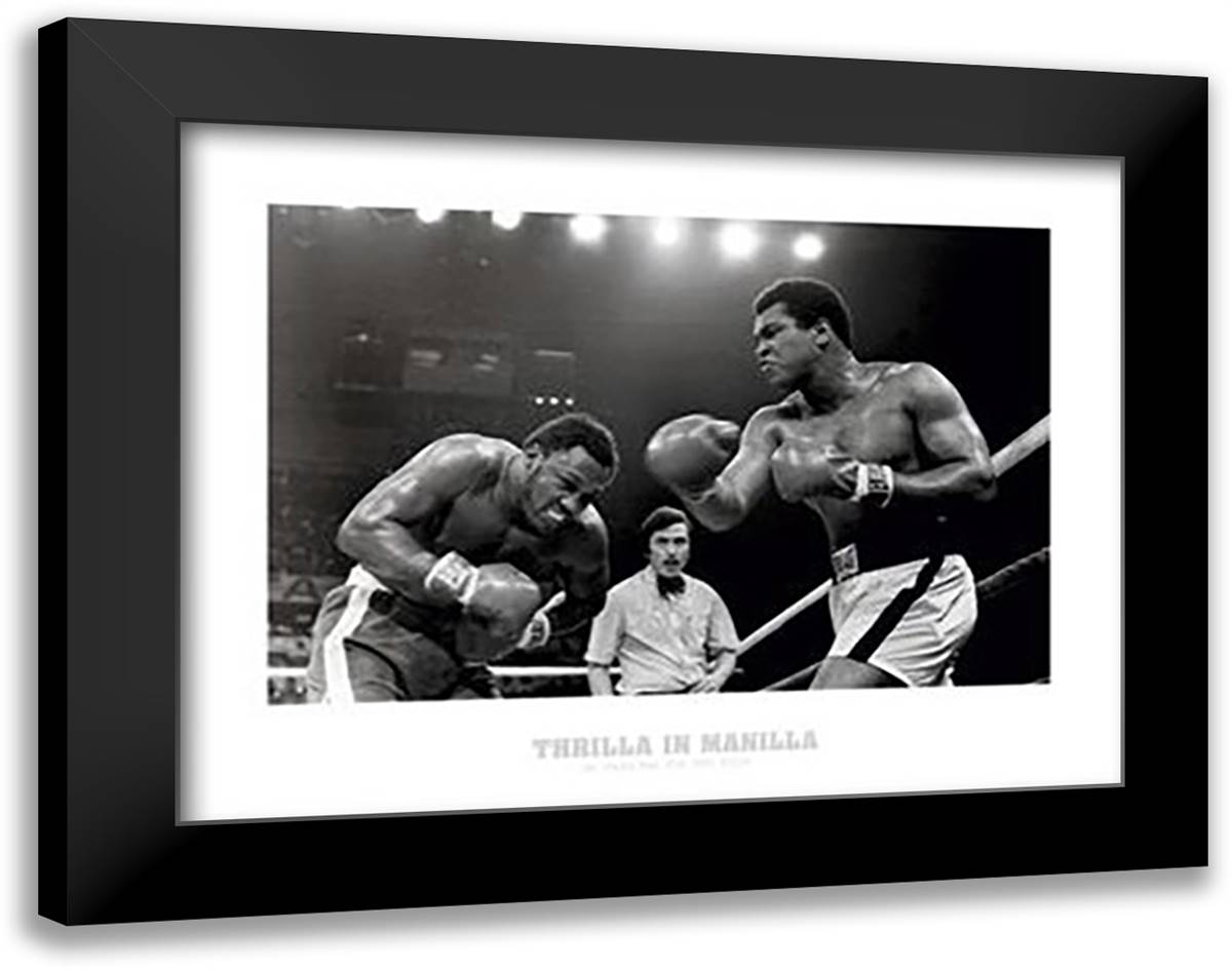 Muhammad Ali - Thrilla in Manilla 36x28 Black Modern Wood Framed Art Print Poster