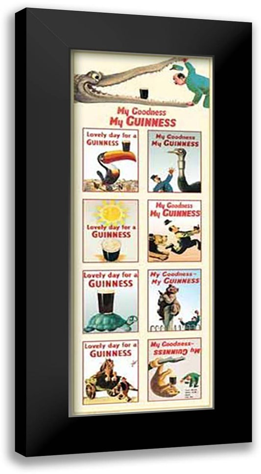 Guinness - Collage 16x40 Black Modern Wood Framed Art Print Poster