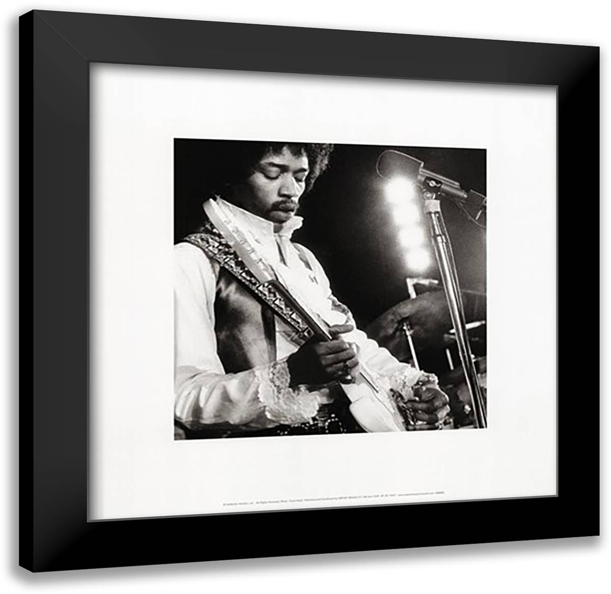 Jimi Hendrix - Guitar 20x20 Black Modern Wood Framed Art Print Poster