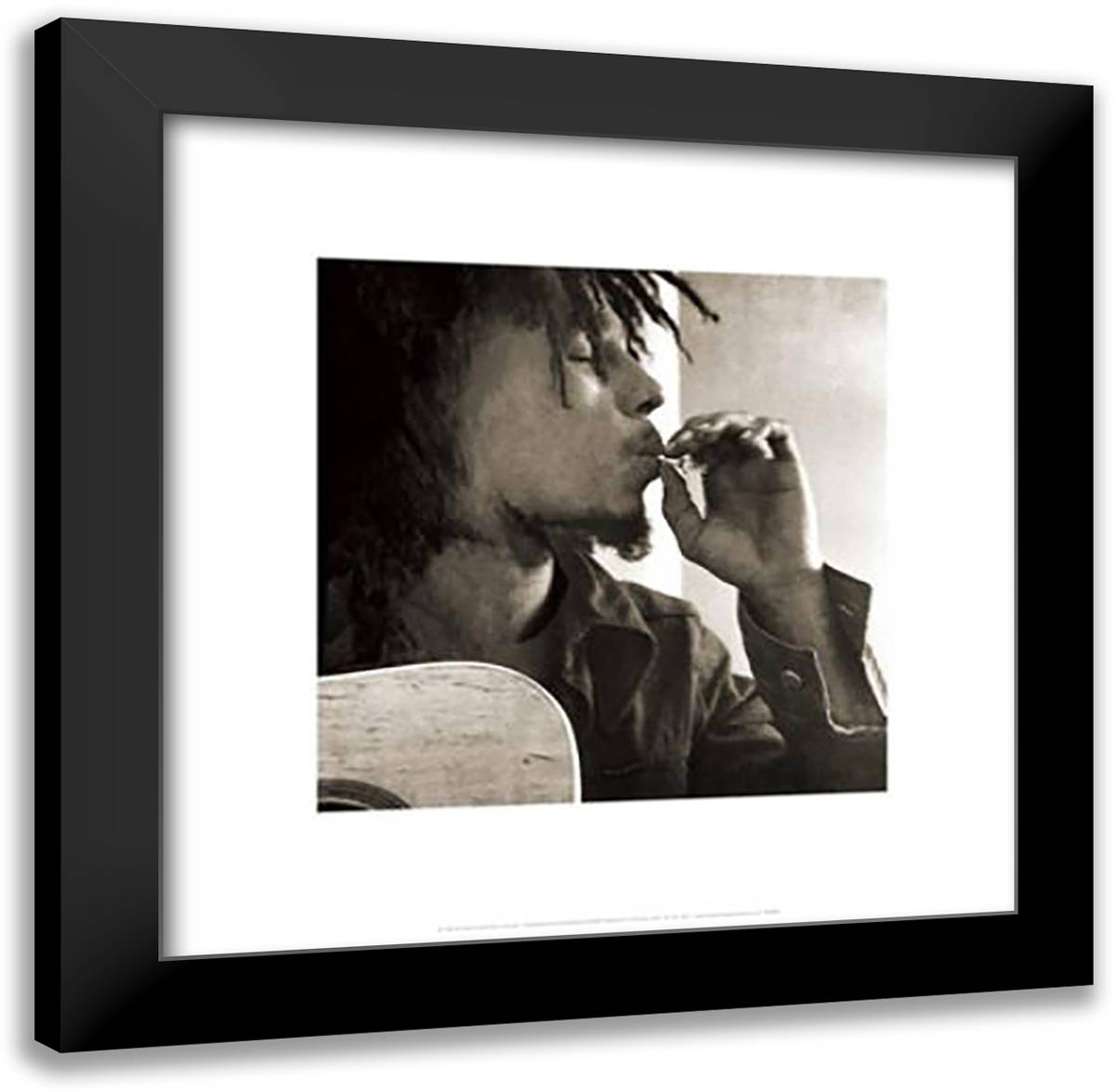 Bob Marley - Ganja 20x20 Black Modern Wood Framed Art Print Poster