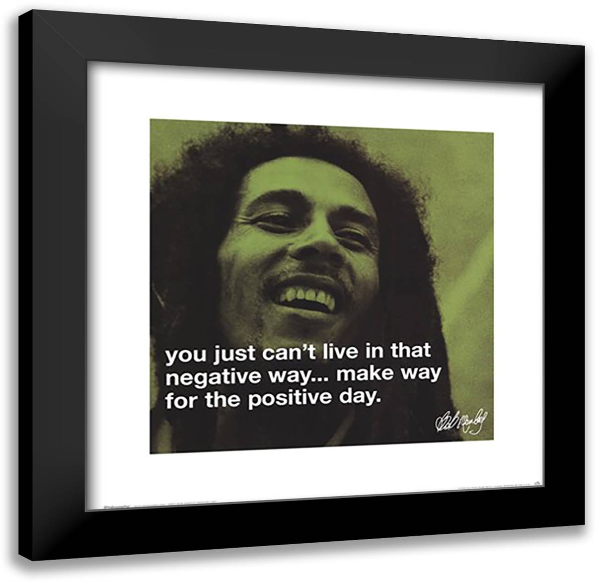 Bob Marley - iPhilosophy - Positive Day 20x20 Black Modern Wood Framed Art Print Poster