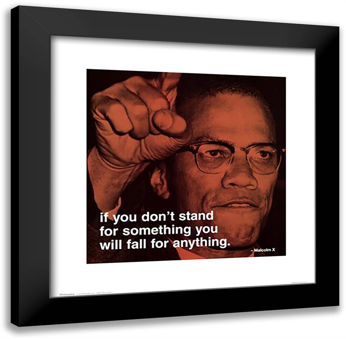 Malcolm X - iPhilosophy - Stand for Something 20x20 Black Modern Wood Framed Art Print Poster