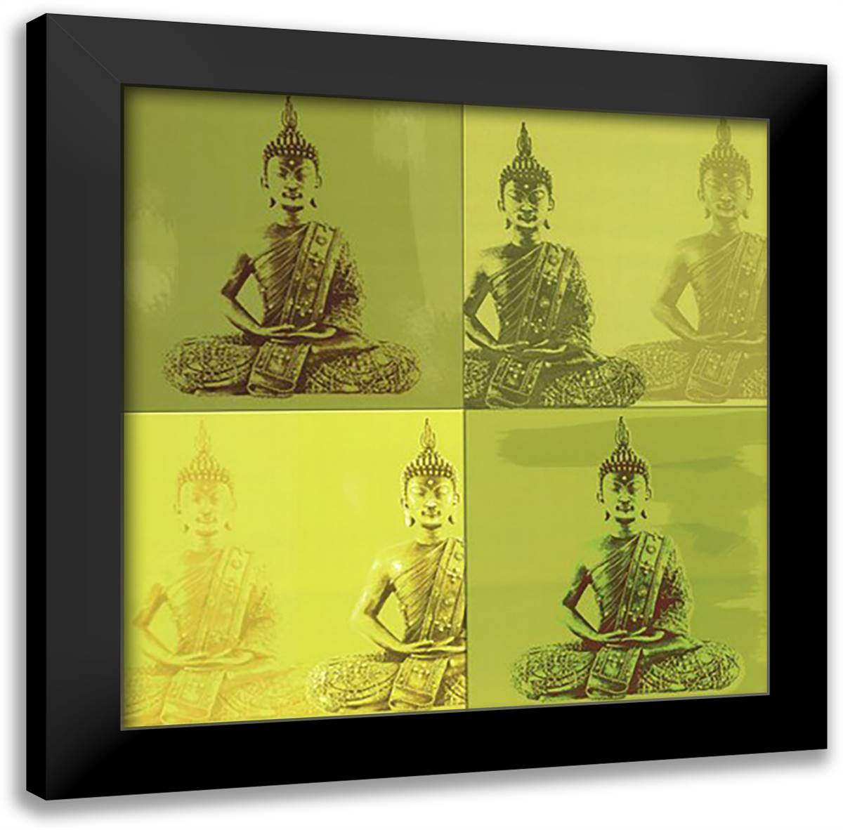 Buddha - green 20x20 Black Modern Wood Framed Art Print Poster