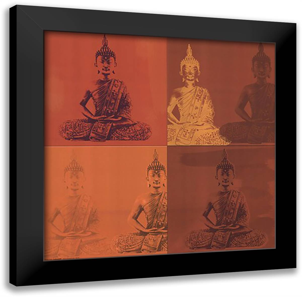 Buddha - orange 20x20 Black Modern Wood Framed Art Print Poster