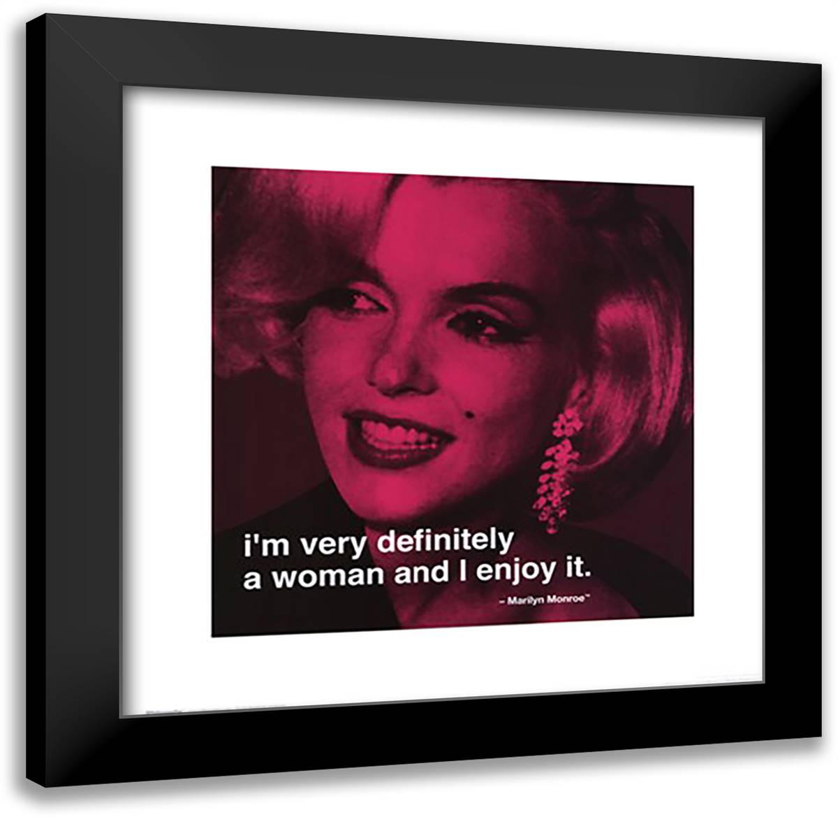 Marilyn Monroe - Definitely a Woman Quote 20x20 Black Modern Wood Framed Art Print Poster