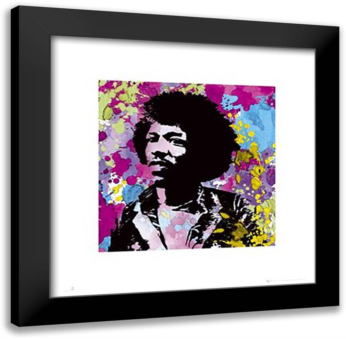 Jimi Hendrix - Colors 20x20 Black Modern Wood Framed Art Print Poster