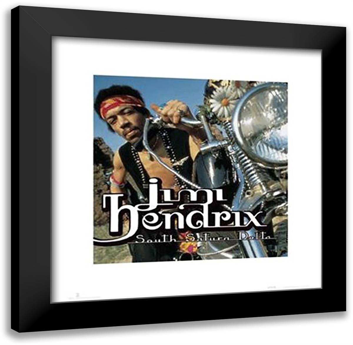 Jimi Hendrix - Motorbike 20x20 Black Modern Wood Framed Art Print Poster