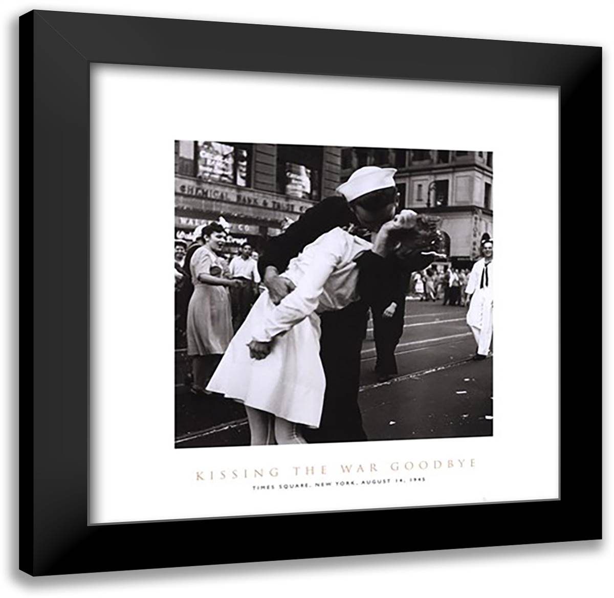 Kissing the War Goodbye 20x20 Black Modern Wood Framed Art Print Poster