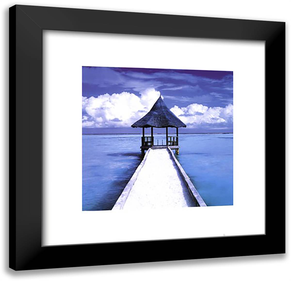 Maldives - Hut 20x20 Black Modern Wood Framed Art Print Poster