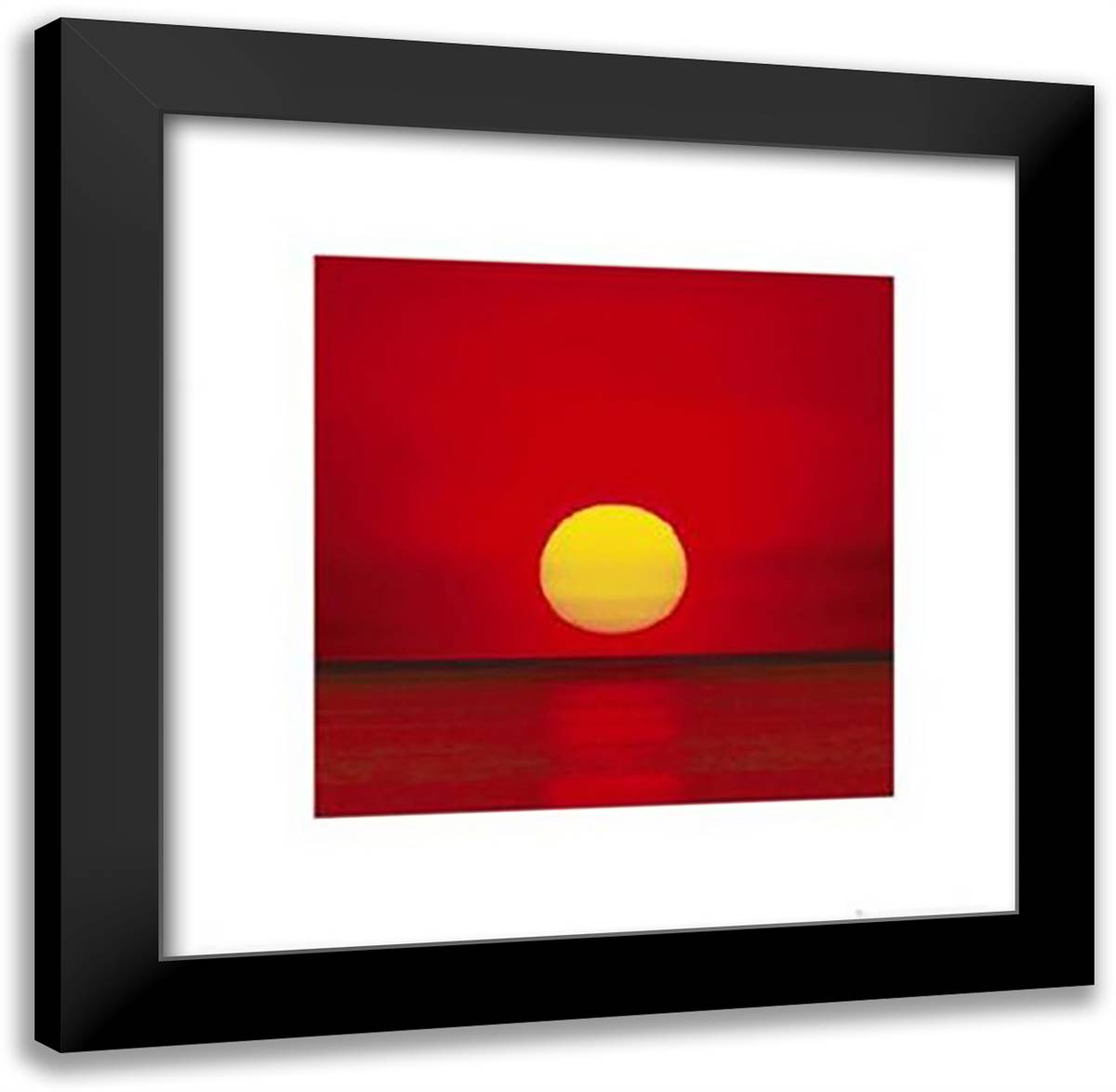 Red Sunset 20x20 Black Modern Wood Framed Art Print Poster