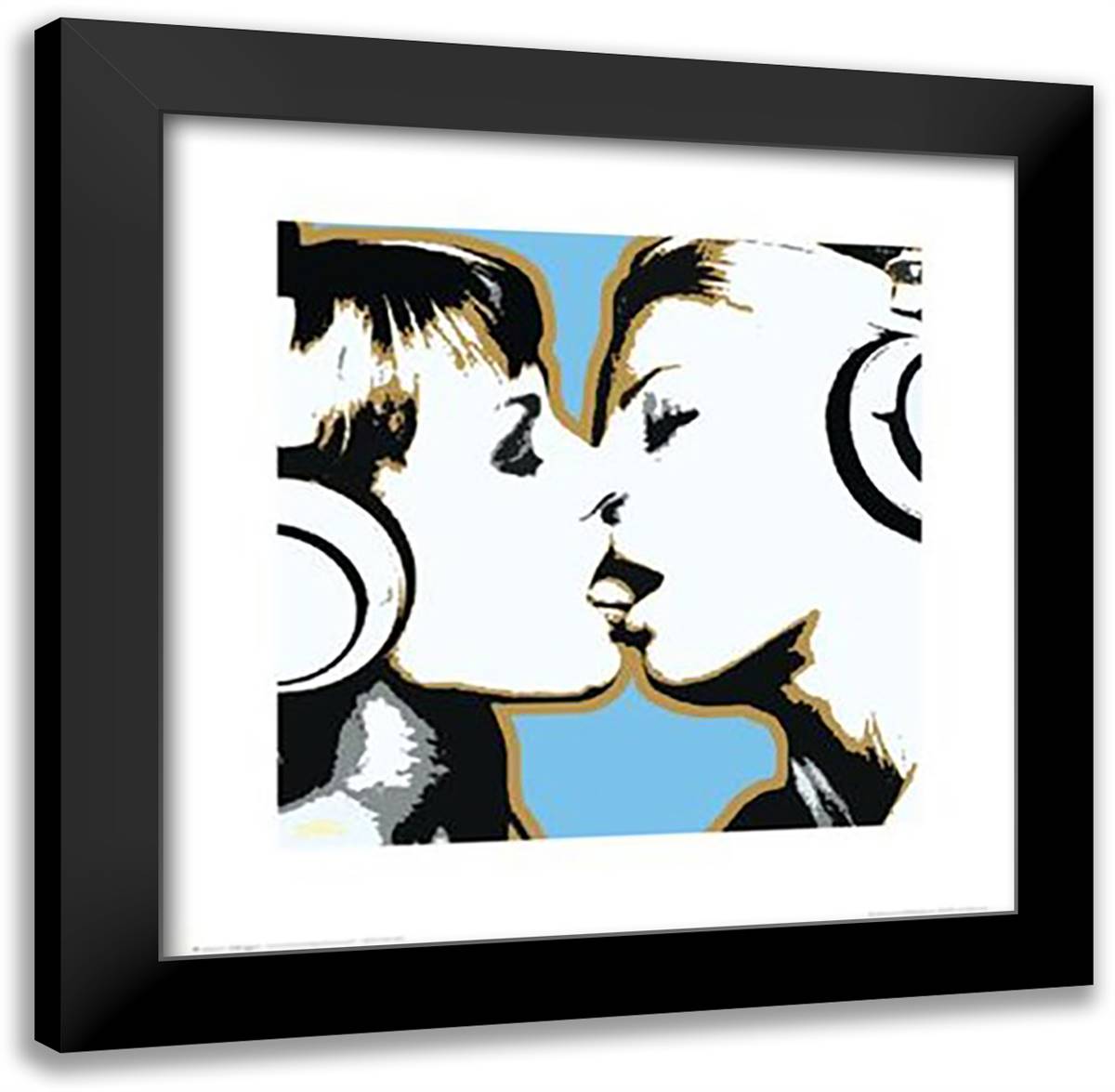 Kiss 20x20 Black Modern Wood Framed Art Print Poster