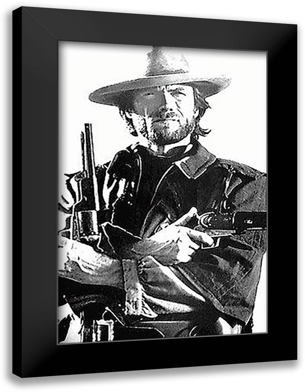 Clint Eastwood - Guns 28x40 Black Modern Wood Framed Art Print Poster