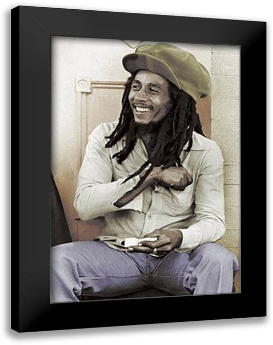 Bob Marley - Spliff Roller 28x40 Black Modern Wood Framed Art Print Poster