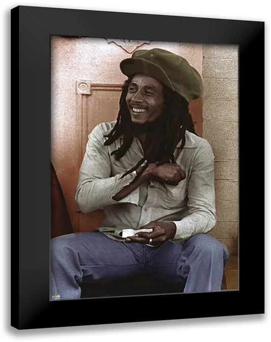 Bob Marley-Spliff Roller 28x40 Black Modern Wood Framed Art Print Poster