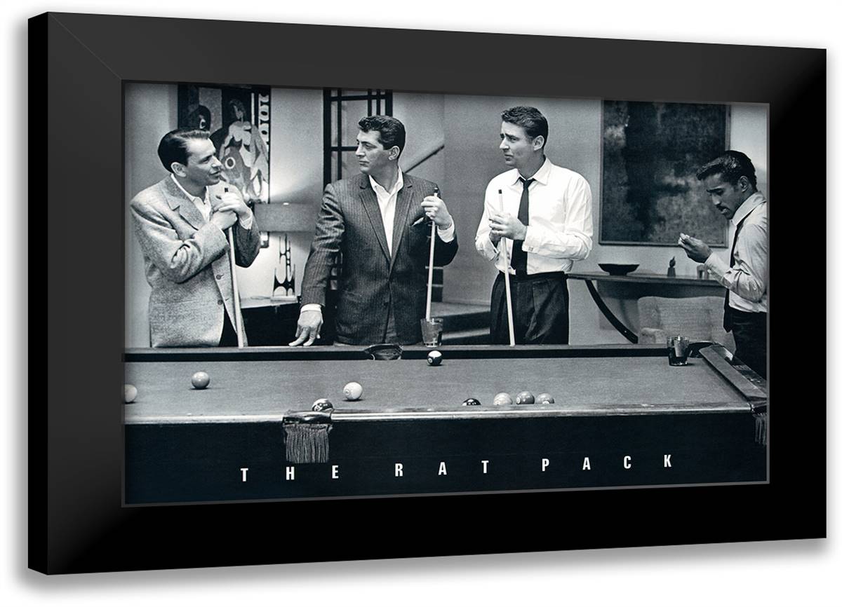 Rat Pack-Shooting Pool 40x28 Black Modern Wood Framed Art Print Poster