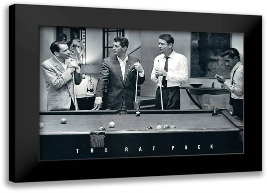 Rat Pack-Shooting Pool 40x28 Black Modern Wood Framed Art Print Poster