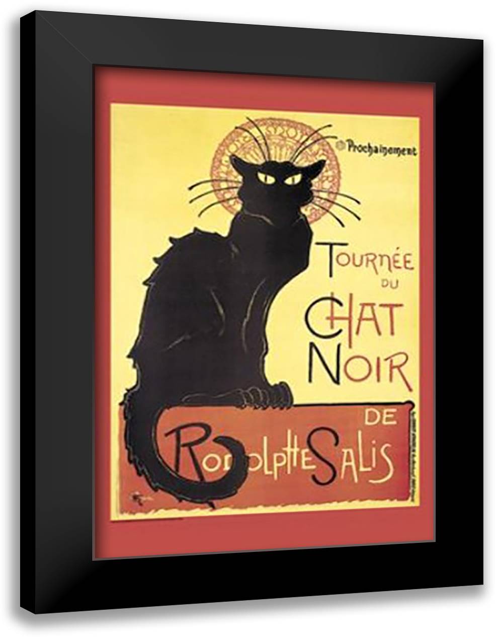 Chat Noir 28x40 Black Modern Wood Framed Art Print Poster by Steinlen, Theophile-Alexandre