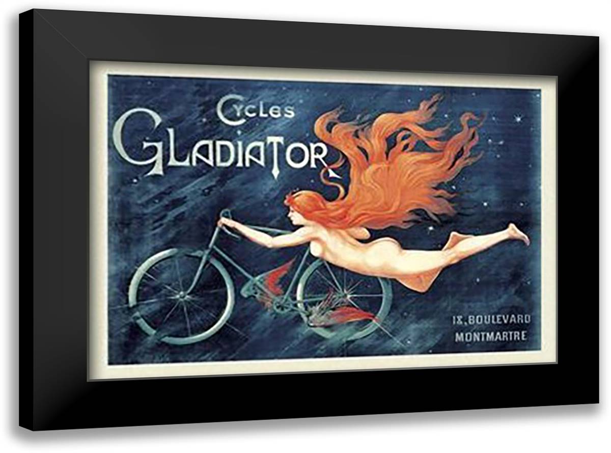 Gladiator-Cycles 40x28 Black Modern Wood Framed Art Print Poster