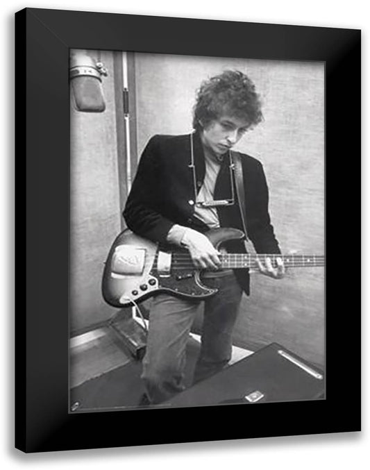 Bob Dylan-Studio 28x40 Black Modern Wood Framed Art Print Poster