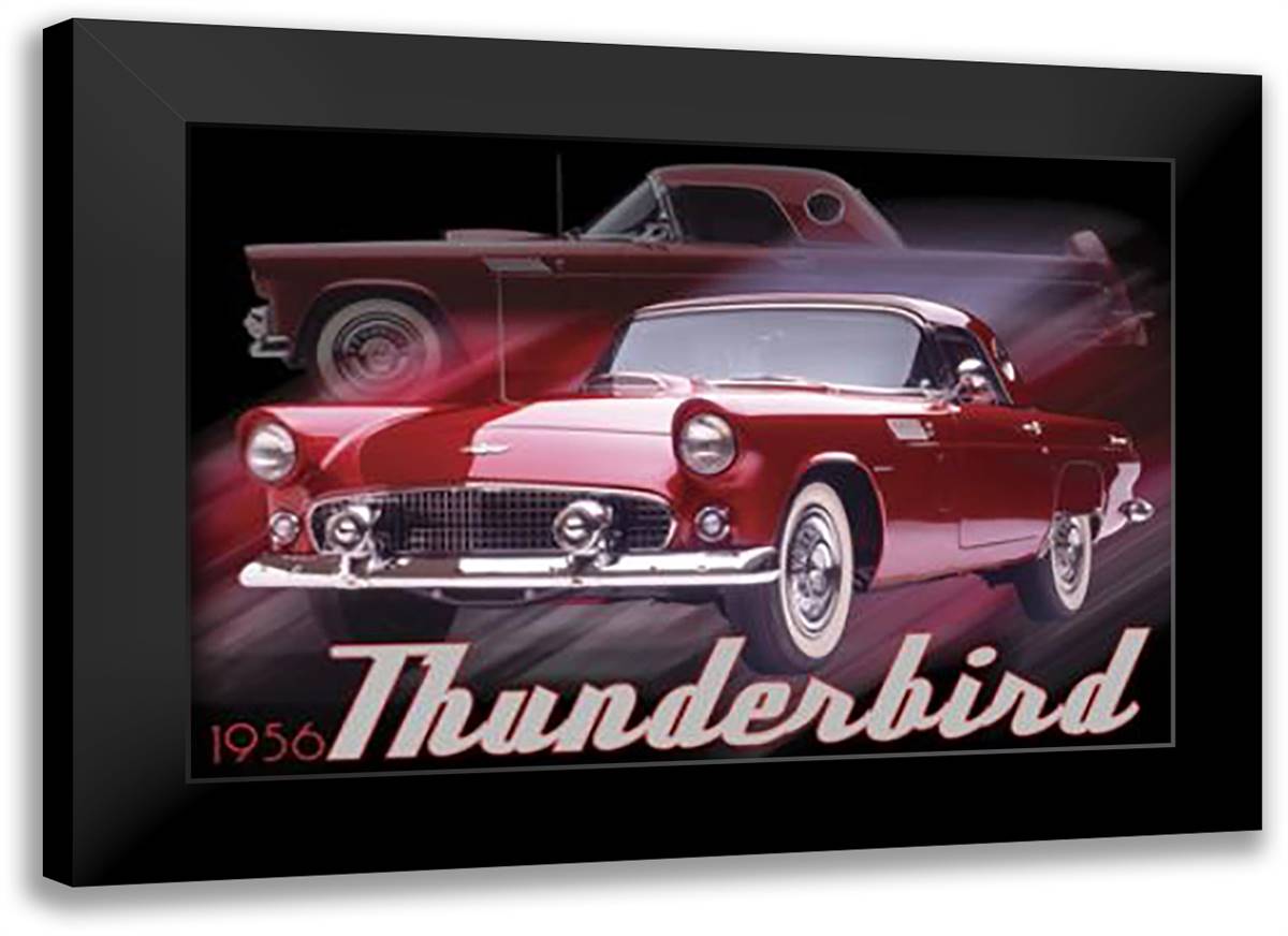 Thunderbird 1956 40x28 Black Modern Wood Framed Art Print Poster