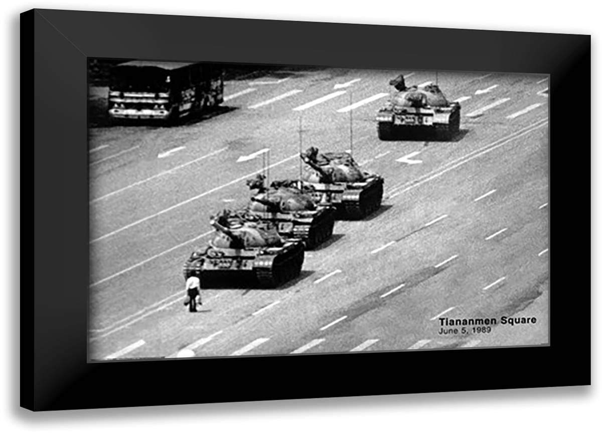 Tianenman Square 40x28 Black Modern Wood Framed Art Print Poster