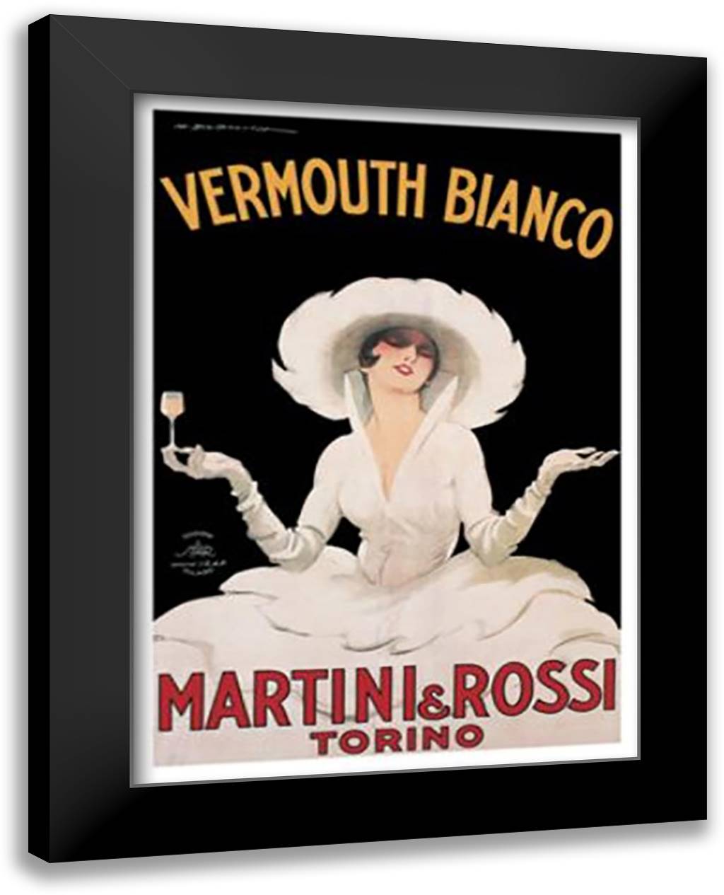 Martini Rossi 28x40 Black Modern Wood Framed Art Print Poster