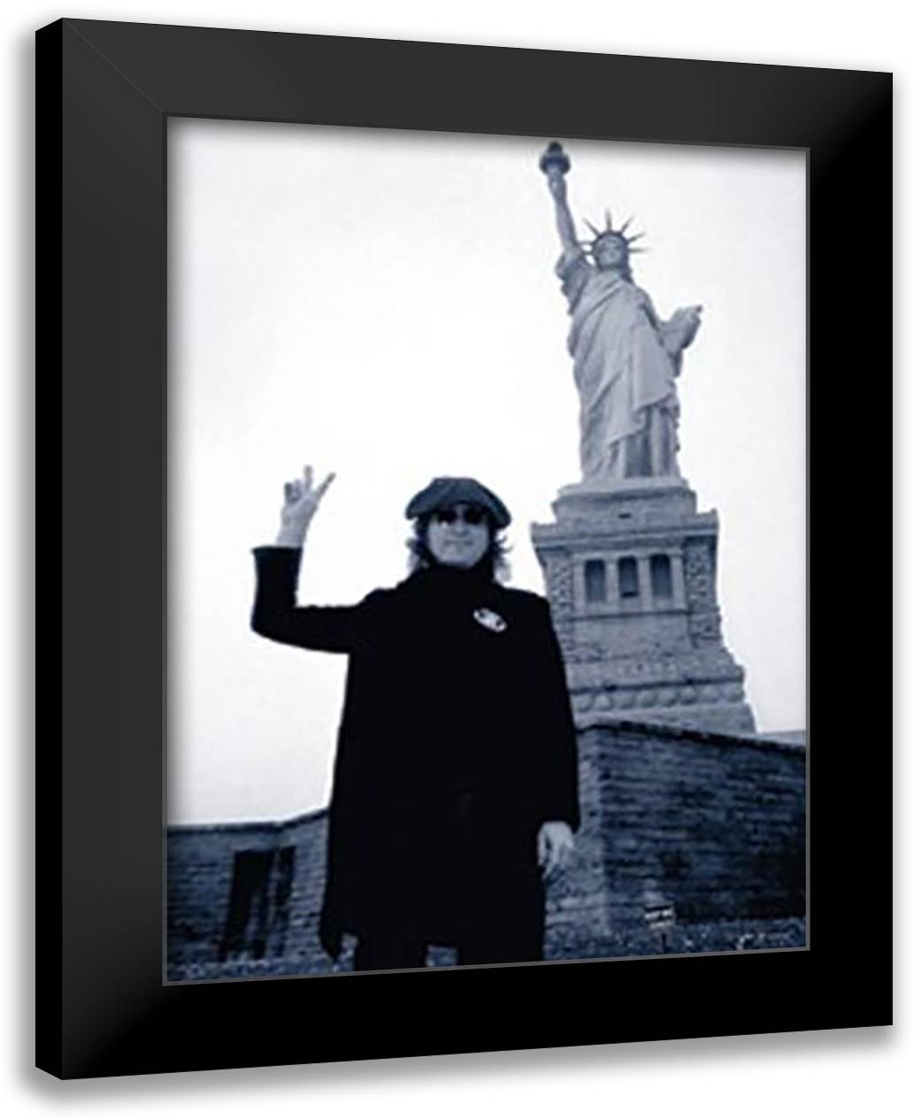 John Lennon - Statue Of Liberty 28x40 Black Modern Wood Framed Art Print Poster