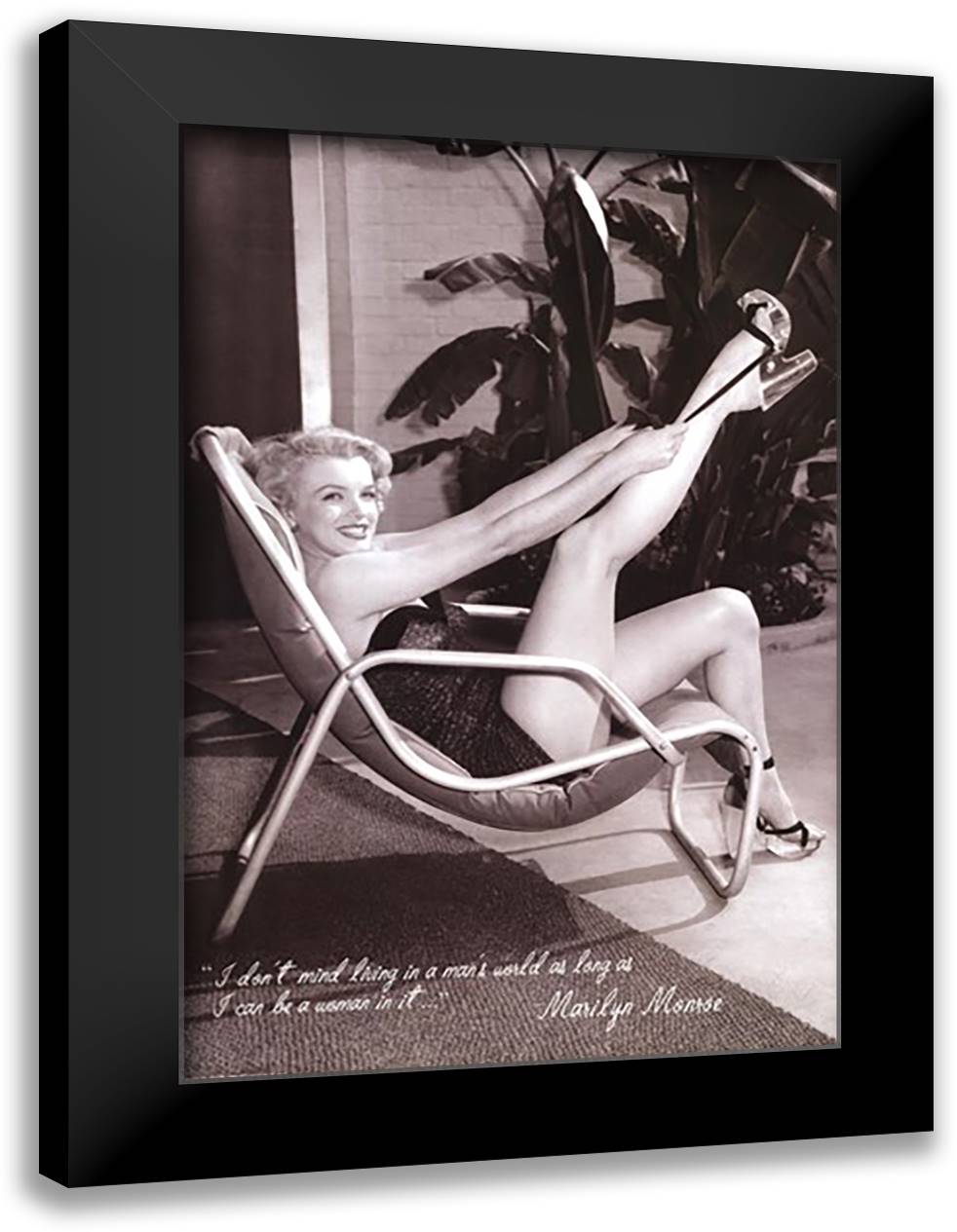 Marilyn Monroe - Swimsuit 28x40 Black Modern Wood Framed Art Print Poster