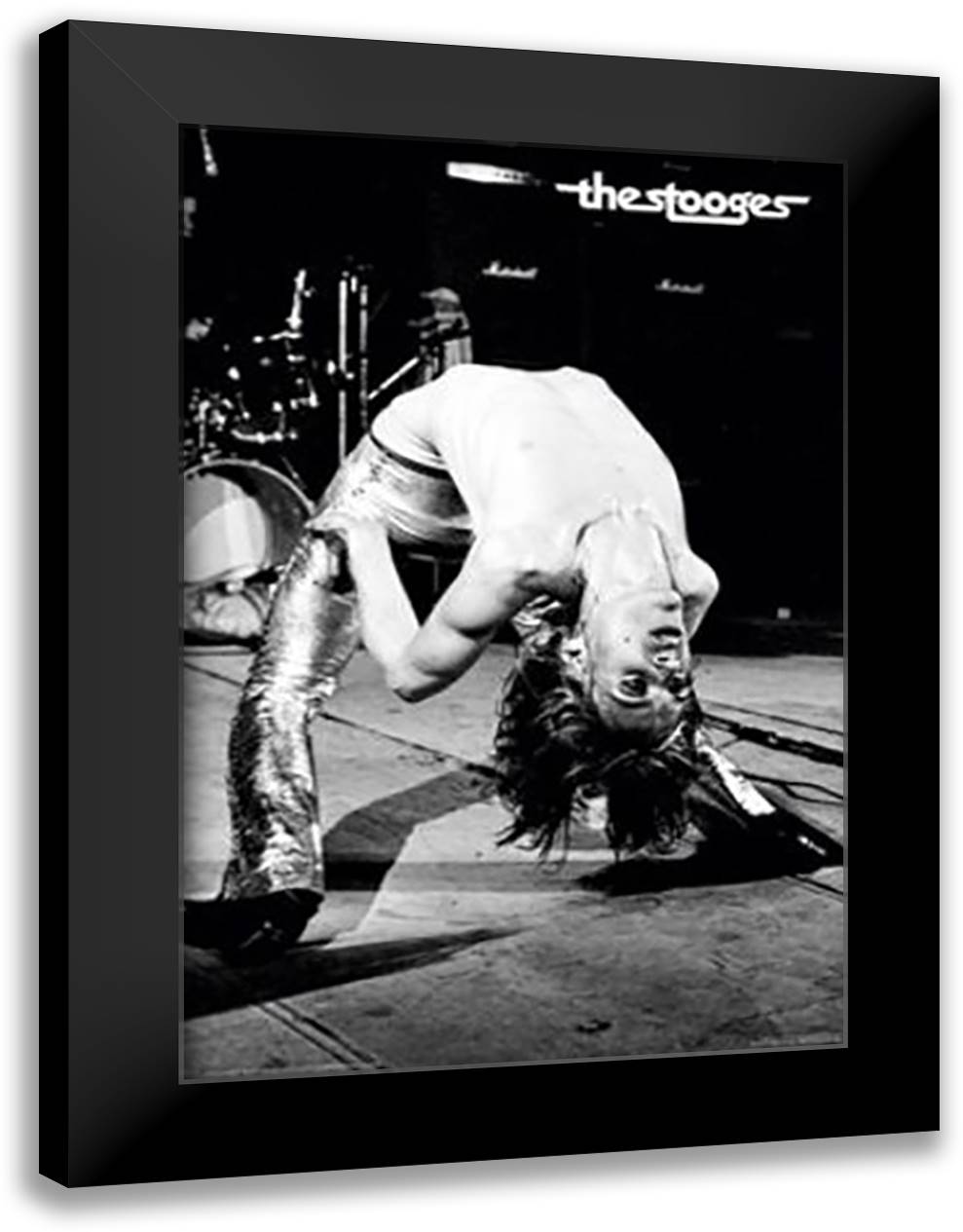 Iggy Pop - Headstand On Stage 28x40 Black Modern Wood Framed Art Print Poster