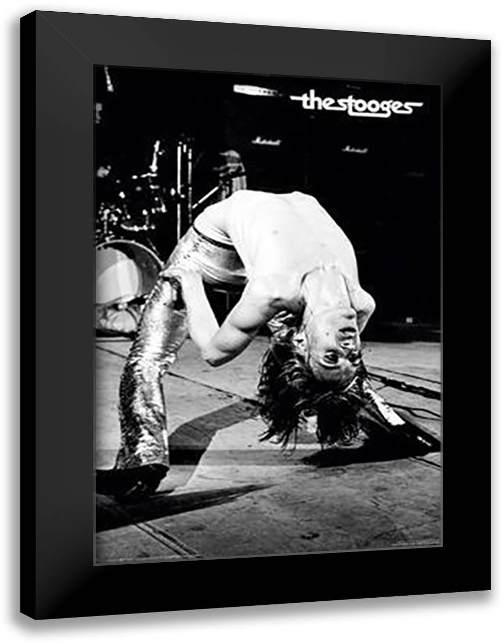 Iggy Pop - Headstand On Stage 28x40 Black Modern Wood Framed Art Print Poster