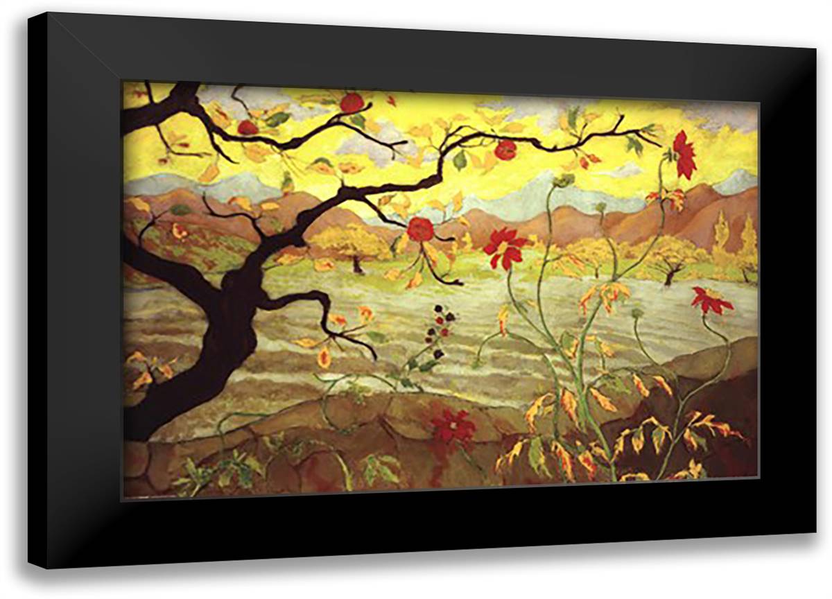 Apple Tree with Red Fruit 40x28 Black Modern Wood Framed Art Print Poster by Ranson, Paul