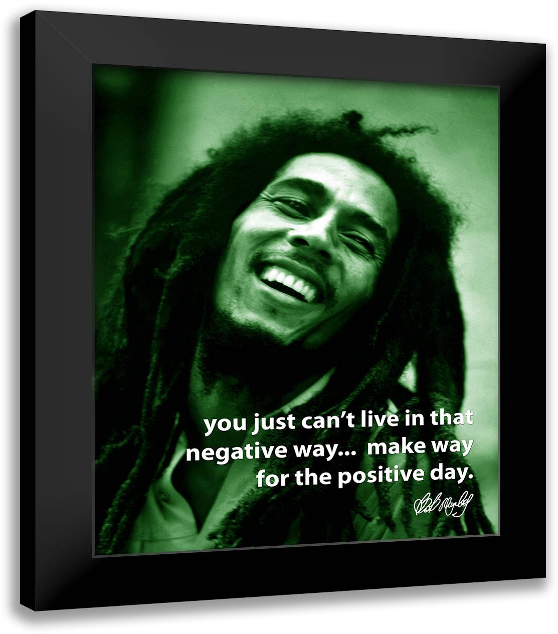 Bob Marley - Positive Day 20x24 Black Modern Wood Framed Art Print Poster