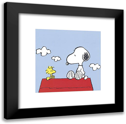 Peanuts (Snoopy & Woodstock) 20x20 Black Modern Wood Framed Art Print Poster by Melendez, Bill