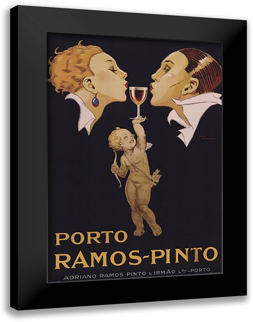 Porto Ramos Pinto 28x40 Black Modern Wood Framed Art Print Poster by Vincent, Rene