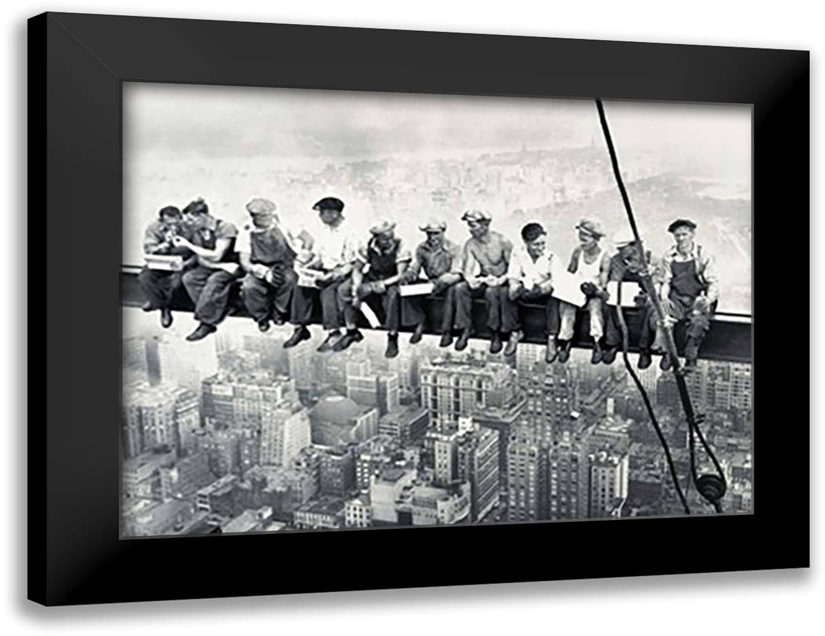 Lunchtime Atop a Skyscraper, c.1932 36x28 Black Modern Wood Framed Art Print Poster by Ebbets, Charles C.