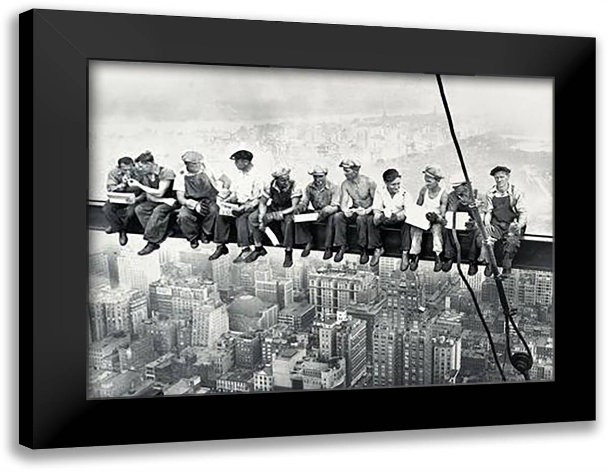 Lunchtime Atop a Skyskraper, c.1932 14x11 Black Modern Wood Framed Art Print Poster by Ebbets, Charles C.