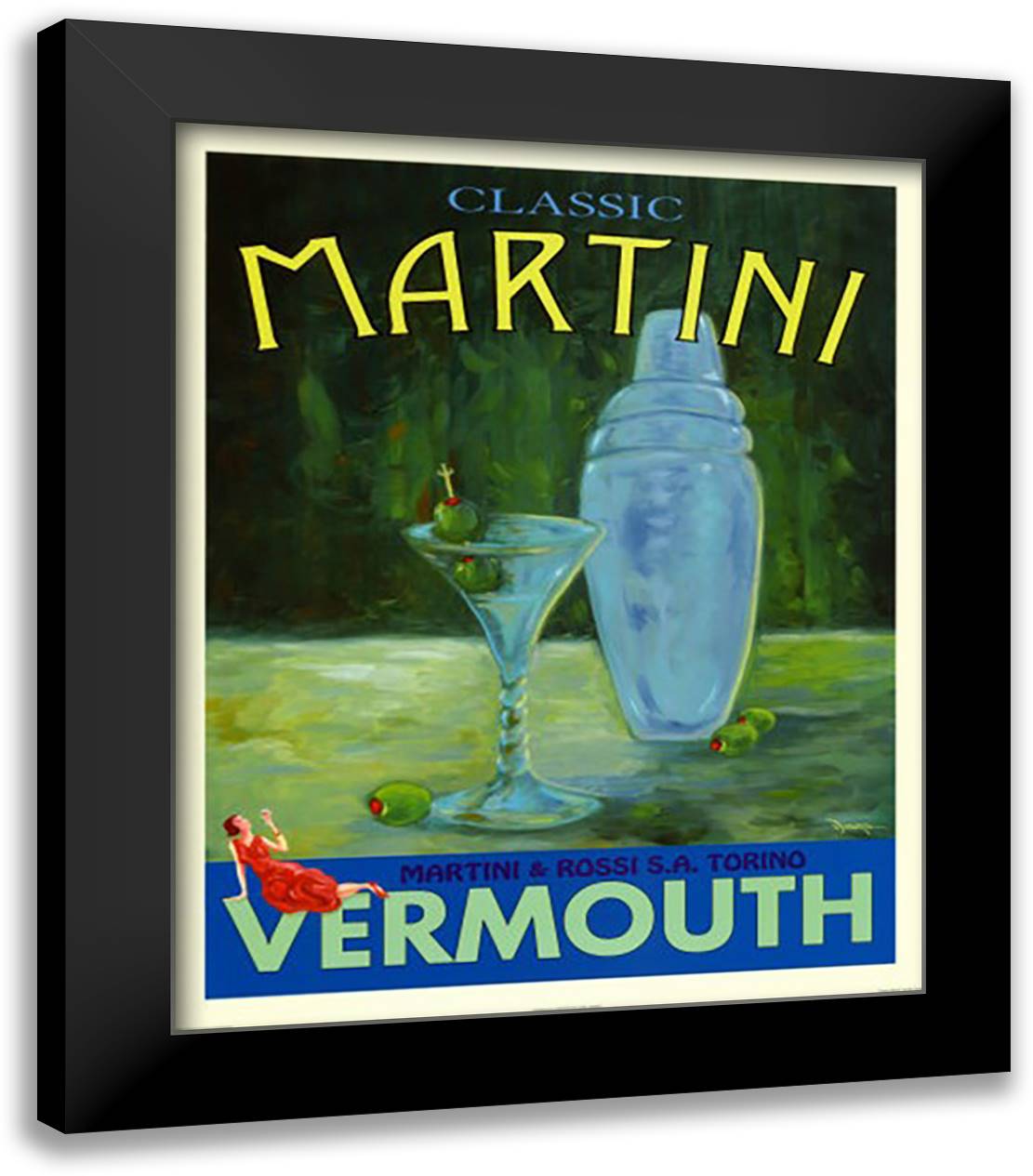 Classic Martini 20x24 Black Modern Wood Framed Art Print Poster by Downs, Bob