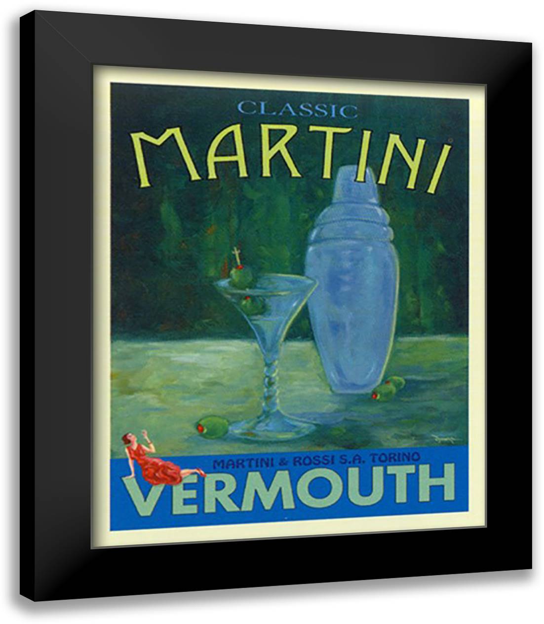 Classic Martini 15x18 Black Modern Wood Framed Art Print Poster by Downs, Bob