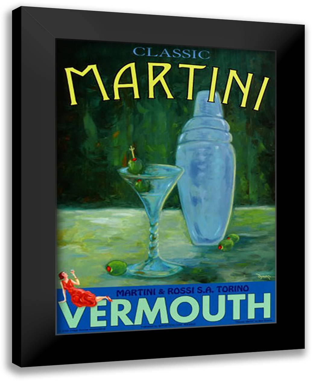 Classic Martini 9x11 Black Modern Wood Framed Art Print Poster by Downs, Bob