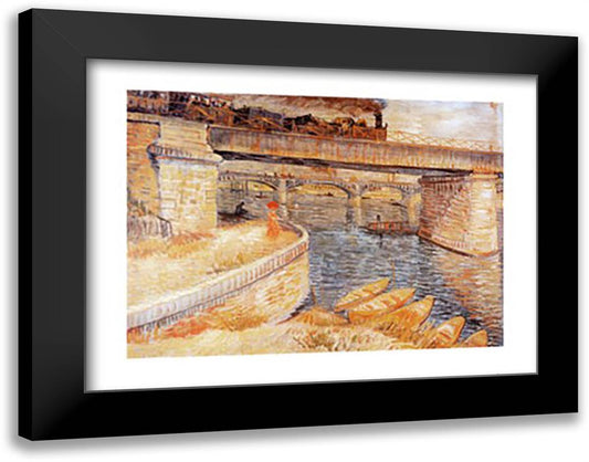 Bridge across the Seine at Asnieres, c.1887 35x28 Black Modern Wood Framed Art Print Poster by Van Gogh, Vincent