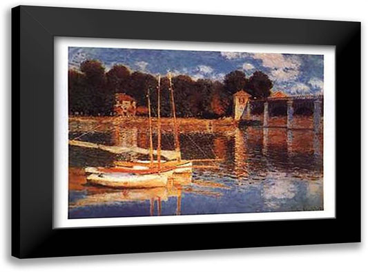 Bridge at Argenteuil 35x28 Black Modern Wood Framed Art Print Poster by Monet, Claude