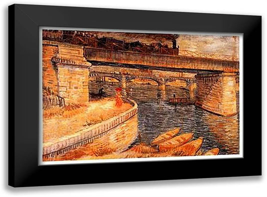 Bridge across the Seine at Asnieres, c.1887 40x28 Black Modern Wood Framed Art Print Poster by Van Gogh, Vincent