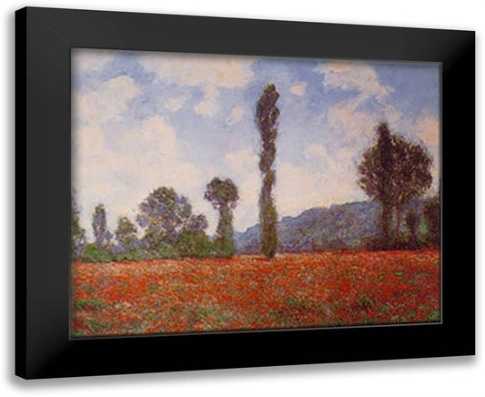 Campo di Papaveri 40x28 Black Modern Wood Framed Art Print Poster by Monet, Claude